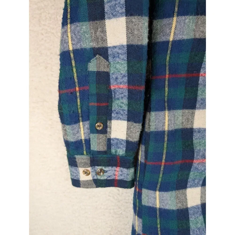 Vintage Northcrest Flannel Shacket Mens Medium Blue Wool Blend Quilted Lining